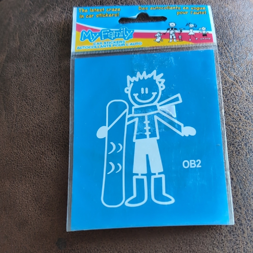 3/8$⚡My Family Car Stickers: Boy With Snowboard